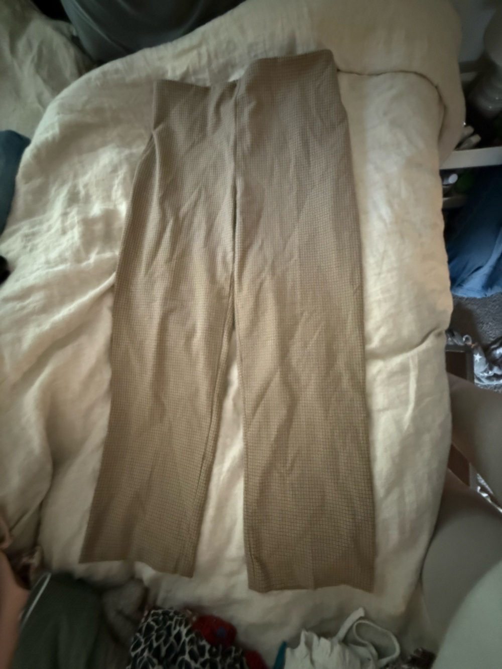 Rachel Zoe Tan Checkered Straight-Leg Pants